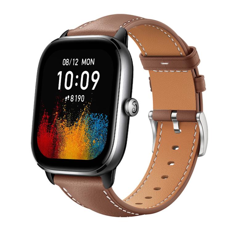 xDfind Flat Head Black Shark Fine Grain Leather Watch Band, 22mm For Amazfit GTR 4/3/3 Pro/Bip6/Bip5, 20mm For Amazfit GTS4 mini/GTS3/2/2E 20mm For Amazfit GTS4 mini GTS3 2 2E Coffee