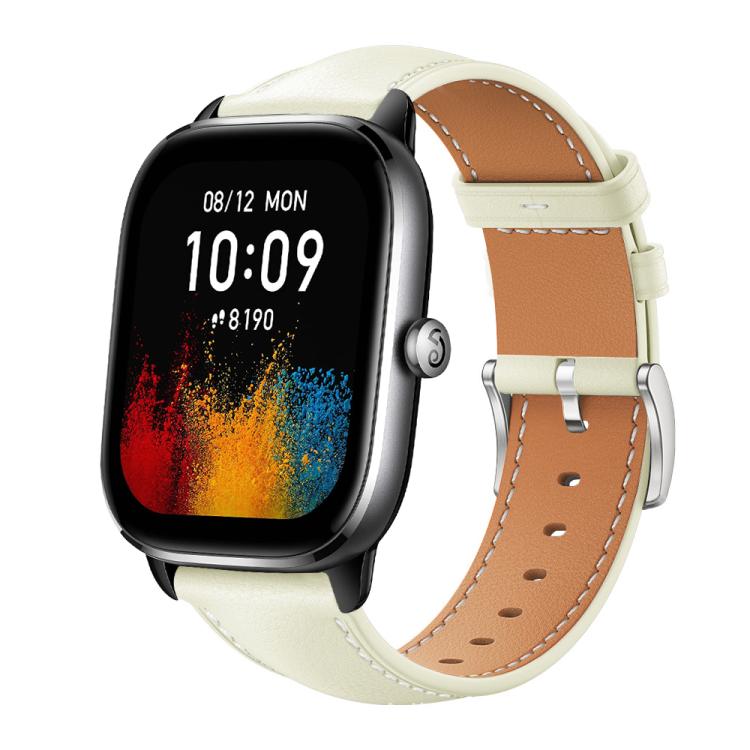 xDfind Flat Head Black Shark Fine Grain Leather Watch Band, 22mm For Amazfit GTR 4/3/3 Pro/Bip6/Bip5, 20mm For Amazfit GTS4 mini/GTS3/2/2E 20mm For Amazfit GTS4 mini GTS3 2 2E Creamy White