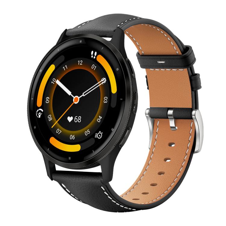 Watch Band – Leather (Black) #5 22mm For Garmin Venu 3 vivoactive4 Black