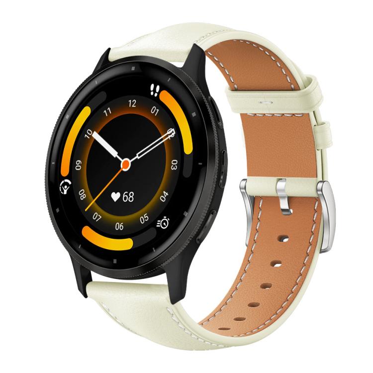 Watch Band – Leather (Black) #5 22mm For Garmin Venu 3 vivoactive4 Creamy White