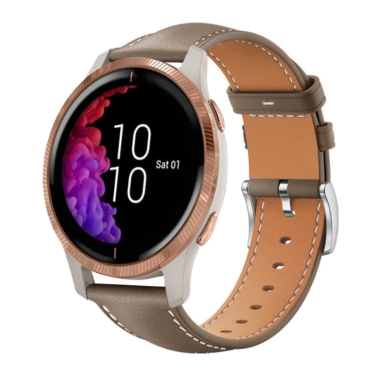 Watch Band – Leather (Black) #5 20mm For Garmin venu 2 venu Sq2 Sq Brown