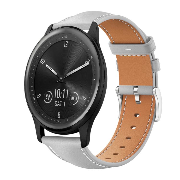 Watch Band – Leather (Black) #5 20mm For Garmin GarminMove Sport vivoactive5 3 Grey