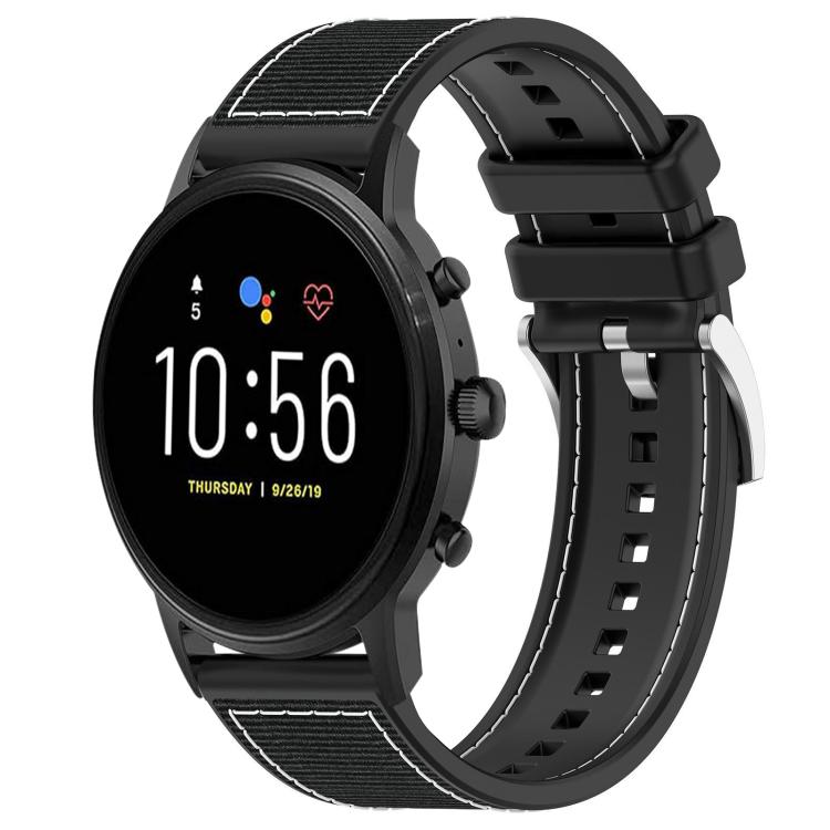 Watch Band – Silicone, Braided Nylon (22mm) #4 22mm For Fossil Gen 5 Carlyle Julianna Black