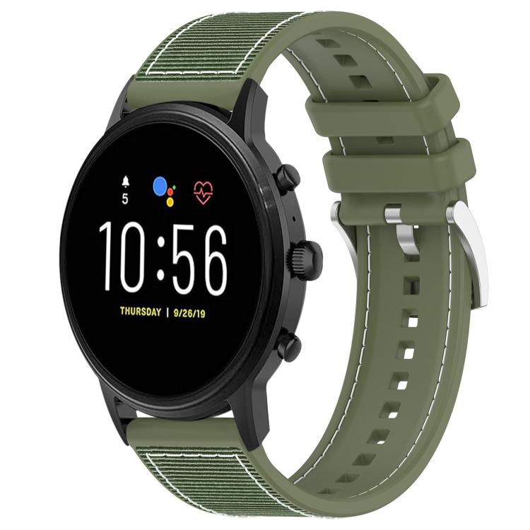 Watch Band – Silicone, Braided Nylon (22mm) #4 22mm For Fossil Gen 5 Carlyle Julianna Green