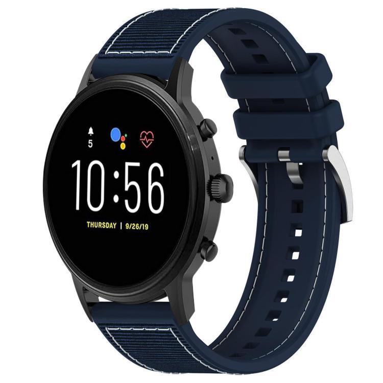Watch Band – Silicone, Braided Nylon (22mm) #4 22mm For Fossil Gen 5 Carlyle Julianna Midnight Blue