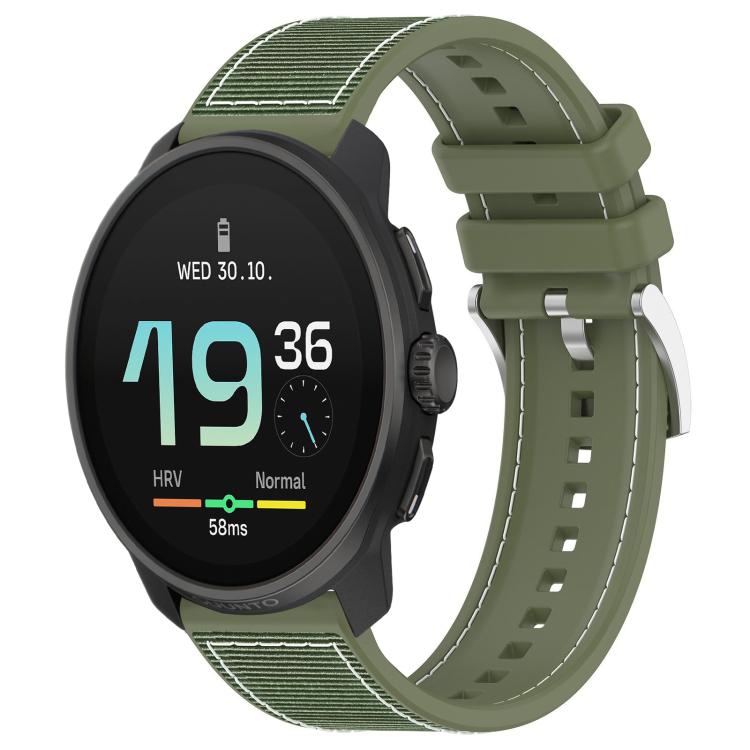 Watch Band – Silicone, Braided Nylon (22mm) #2 22mm For Suunto Race S Race 9 Peak Green