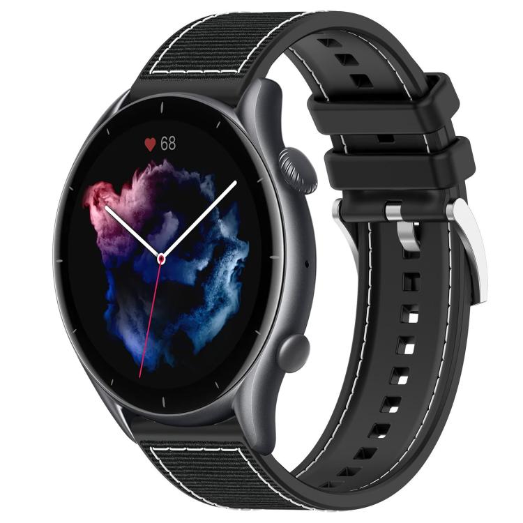 Watch Band – Silicone, Braided Nylon (22mm) #6 22mm For Amazfit GTR 4 GTR 3 GTR 3 Pro Black