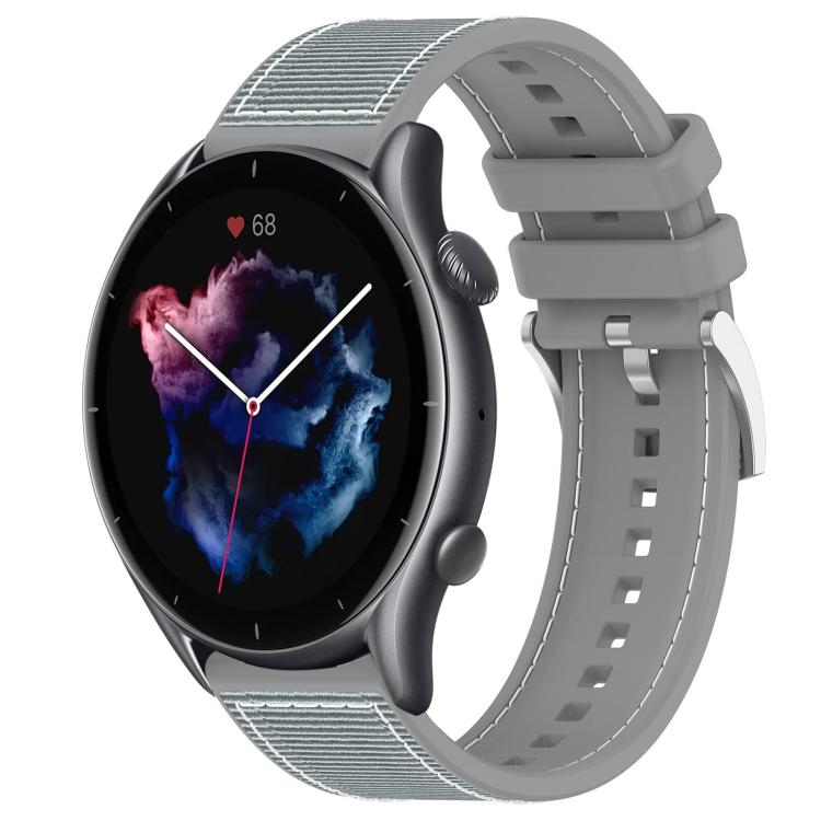 Watch Band – Silicone, Braided Nylon (22mm) #6 22mm For Amazfit GTR 4 GTR 3 GTR 3 Pro Grey