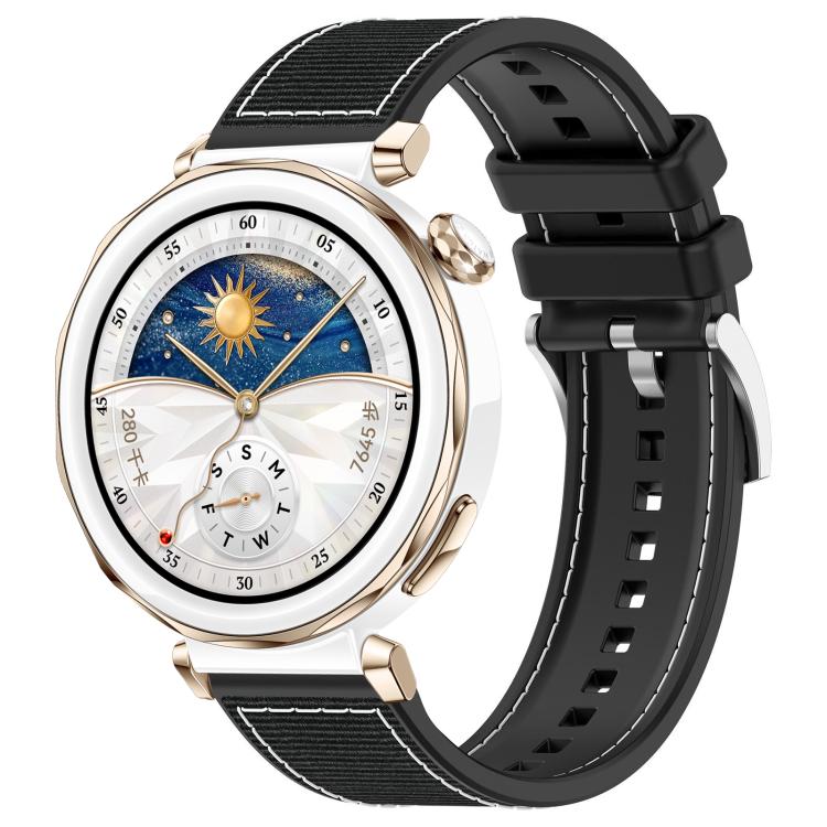 Watch Band – Silicone, Braided Nylon (22mm) 22mm For Huawei Watch GT5 GT5 Pro 4 4 Pro Black