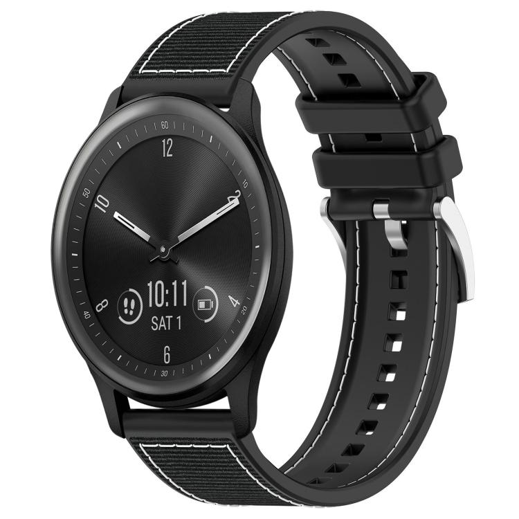 Watch Band – Silicone, Braided Nylon (22mm) #5 20mm For Garmin?Vivomove?Sport Vivoactive5 3 Black
