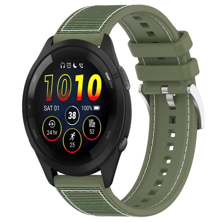 Watch Band – Silicone, Braided Nylon (22mm) #5 22mm For Garmin Forerunner 570 47mm 935 945 Green