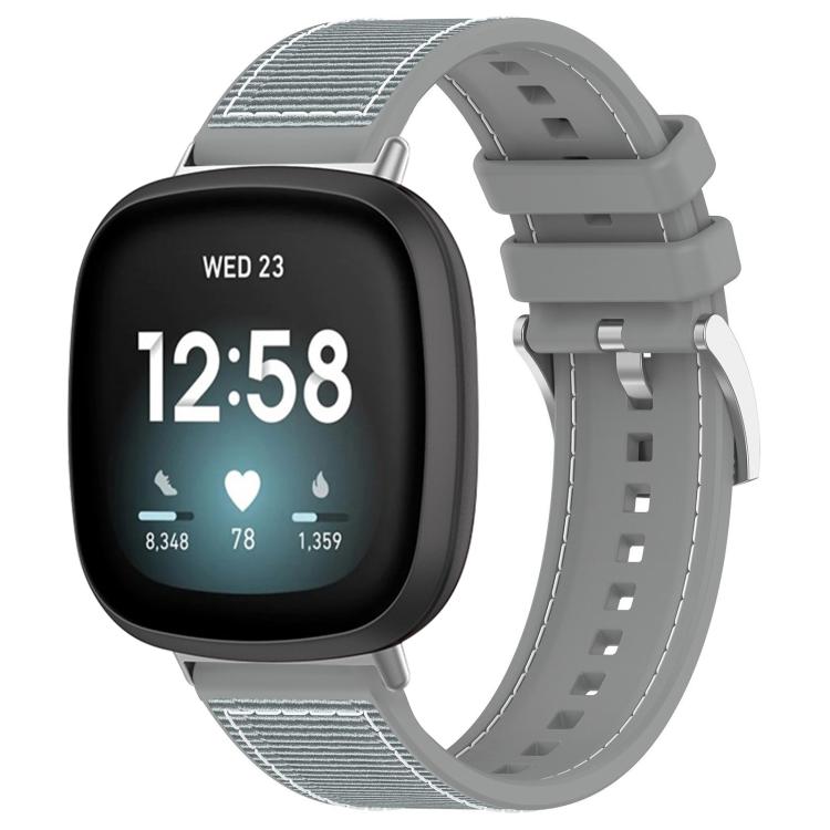 Watch Band – Silicone, Braided Nylon (20mm) #5 For Fitbit Versa 4 Versa3 Sense2 Sense 20mm Grey