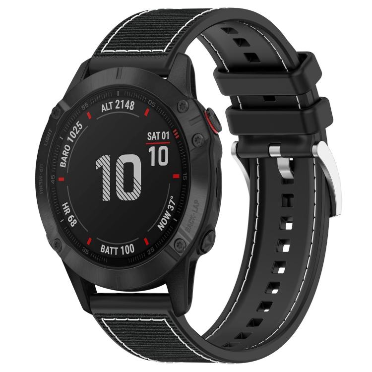 Watch Band – Silicone, Braided Nylon (26mm) For Garmin Fenix 8 7X 6X 5X 26mm Black