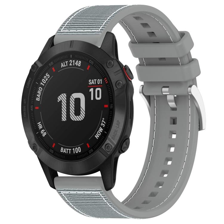 Watch Band – Silicone, Braided Nylon (26mm) For Garmin Fenix 8 7X 6X 5X 26mm Grey