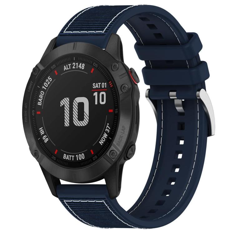 Watch Band – Silicone, Braided Nylon (26mm) For Garmin Fenix 8 7X 6X 5X 26mm Midnight Blue