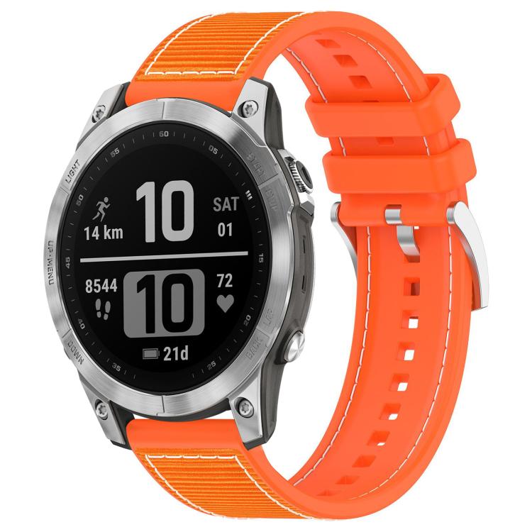 Watch Band – Silicone, Braided Nylon (26mm) For Garmin Fenix 8 7 6 5 22mm Orange