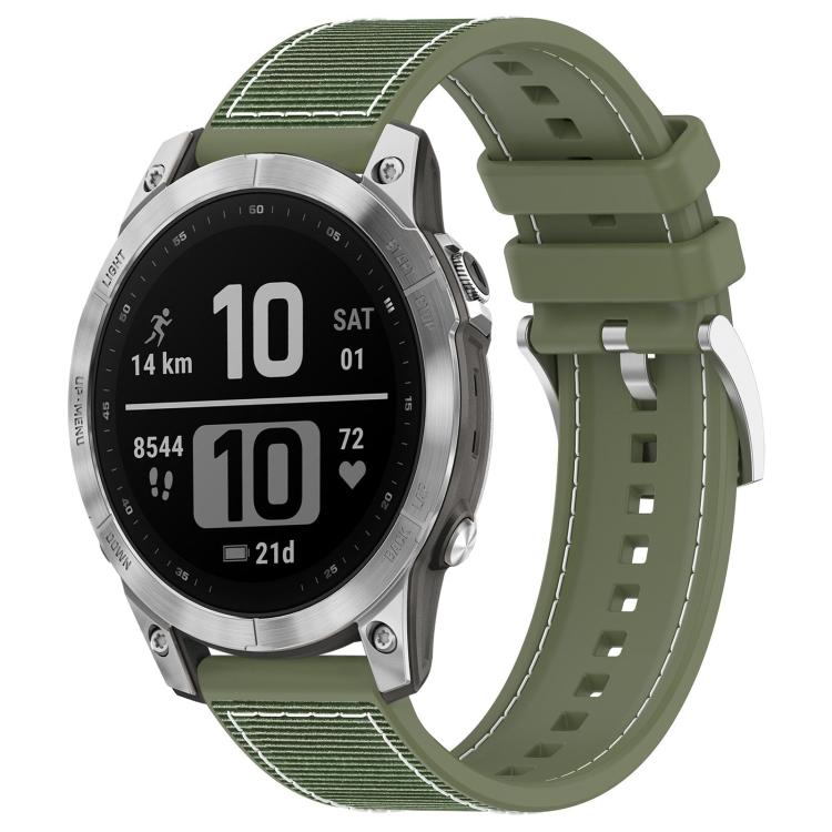 Watch Band – Silicone, Braided Nylon (26mm) For Garmin Fenix 8 7 6 5 22mm Green