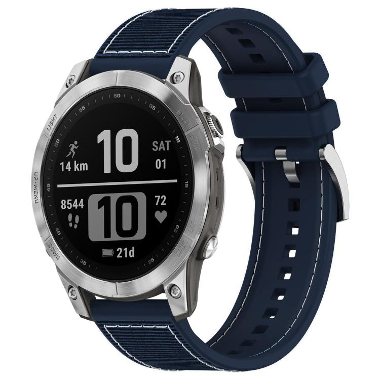 Watch Band – Silicone, Braided Nylon (26mm) For Garmin Fenix 8 7 6 5 22mm Midnight Blue