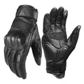 GHOST RACING GR-ST11 Retro Motorcycle Genuine Leather Touch Screen Full Finger Gloves, M, L, XL, XXL M Black Punched