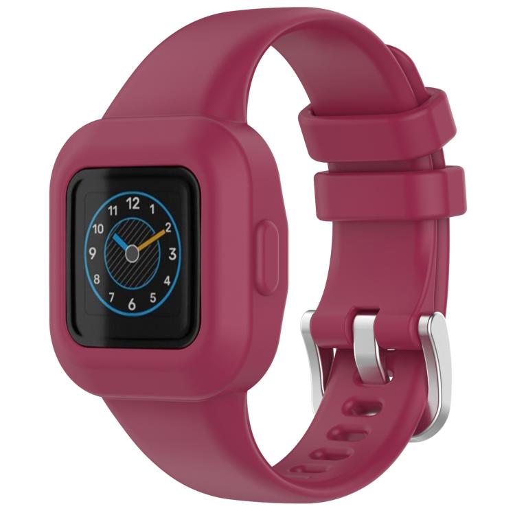 Watch Band – Silicone (Silver) For GarminFit JR3 Garmin Vivofit JR 3 Wine Red