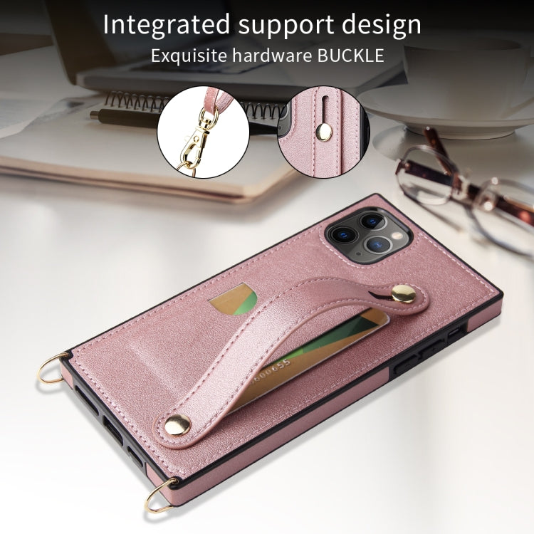 Wrist Strap PU+TPU Shockproof Protective Case with Crossbody Lanyard & Holder & Card Slot, For iPhone 11 Pro, For iPhone 11 Pro Max