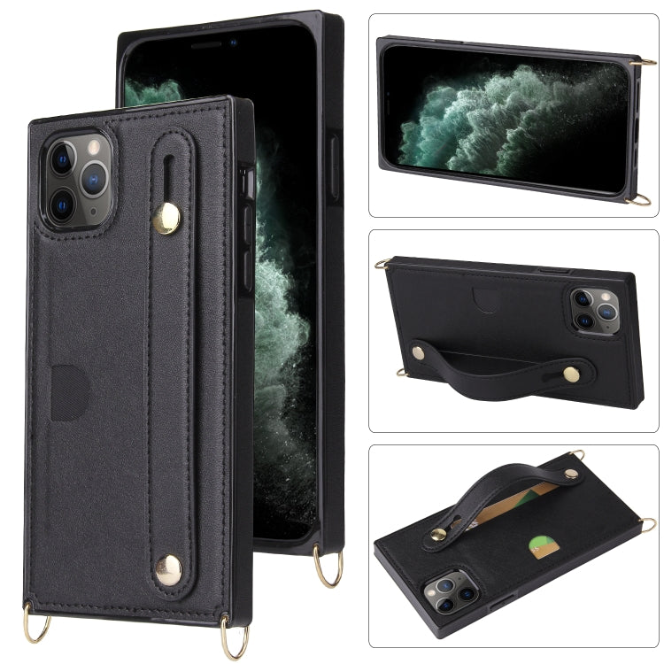 Wrist Strap PU+TPU Shockproof Protective Case with Crossbody Lanyard & Holder & Card Slot – Shockproof, Lanyard, Card Slot, For iPhone 11 Pro, For iPhone 11 Pro Max For iPhone 11 Pro Black