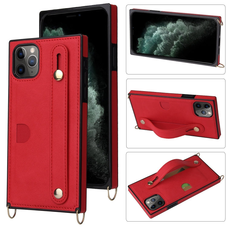 Wrist Strap PU+TPU Shockproof Protective Case with Crossbody Lanyard & Holder & Card Slot – Shockproof, Lanyard, Card Slot, For iPhone 11 Pro, For iPhone 11 Pro Max For iPhone 11 Pro Red
