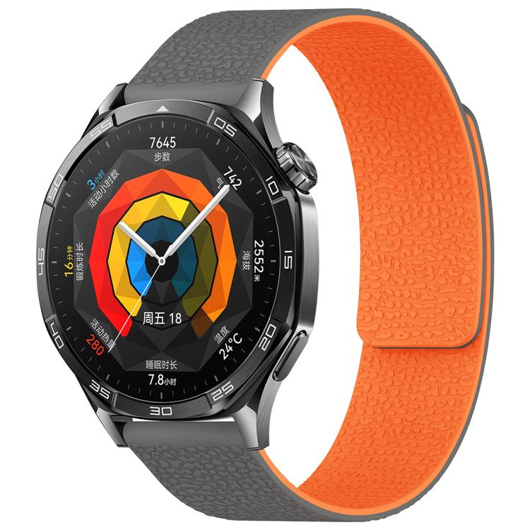 Watch Band – Silicone, Magnetic (18mm) 20mm Grey Orange