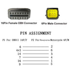 6 Pin to 16 Pin Motorcycle OBD2 Converter Cable Diagnostic Cable – Wear-resistant, For Husqvarna