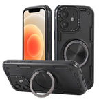 Three-core Mecha 360 Degree Rotation Magnetic Holder Phone Case, For iPhone 12, For iPhone 12 Pro, For iPhone 11 For iPhone 12 Black
