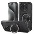 Three-core Mecha 360 Degree Rotation Magnetic Holder Phone Case, For iPhone 15 Pro Max, For iPhone 15, For iPhone 14, For iPhone 14 Pro Max, For iPhone 13 Pro Max, For iPhone 13 For iPhone 15 Pro Max Black
