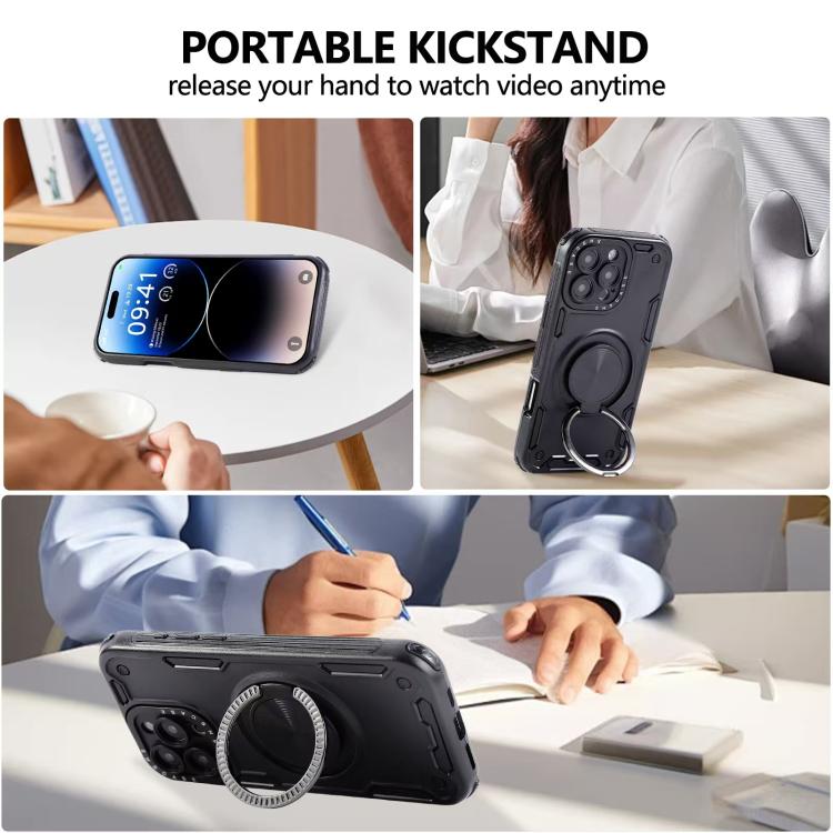 Three-core Mecha 360 Degree Rotation Magnetic Holder Phone Case, For iPhone 15 Pro Max, For iPhone 15, For iPhone 14, For iPhone 14 Pro Max, For iPhone 13 Pro Max, For iPhone 13