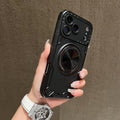 Three-core Mecha 360 Degree Rotation Magnetic Holder Phone Case, For iPhone 17 Pro Max, For iPhone 17 Pro, For iPhone 16 Pro Max, For iPhone 16 Pro, For iPhone 16 Plus, For iPhone 16 For iPhone 17 Pro Max Black