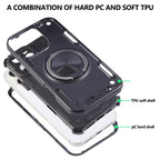 Three-core Mecha 360 Degree Rotation Magnetic Holder Phone Case, For iPhone 17 Pro Max, For iPhone 17 Pro, For iPhone 16 Pro Max, For iPhone 16 Pro, For iPhone 16 Plus, For iPhone 16