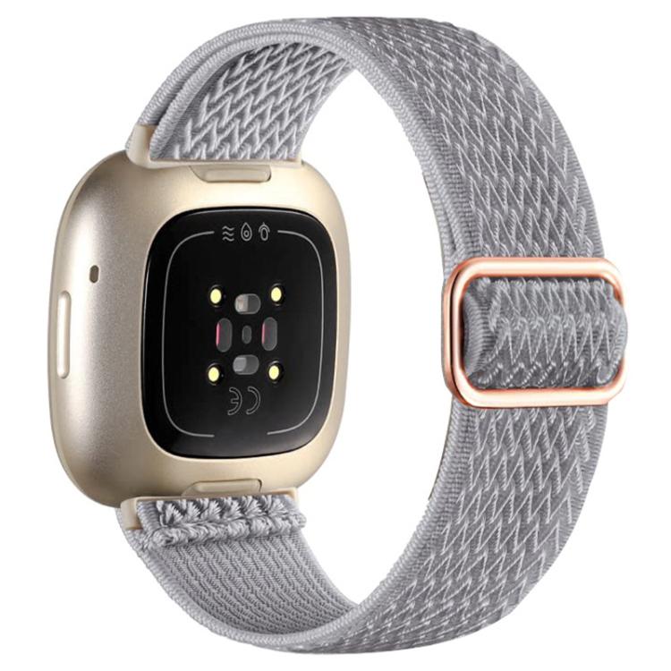 Watch Band – Braided Nylon (Fitbit Versa 4) For Fitbit Versa 4 3 Sense2 1 Light Grey