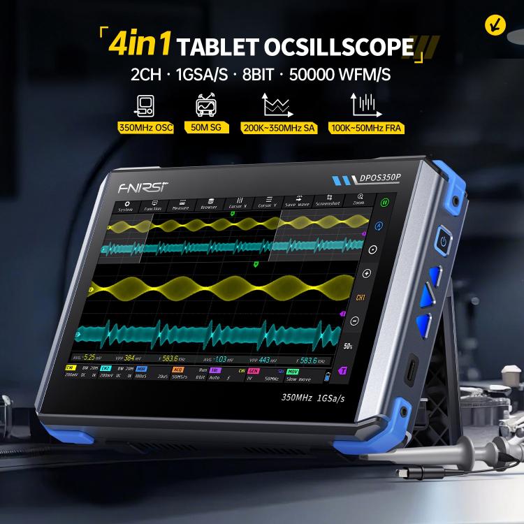 FNIRSI DPOS350P 4 in 1 7 inch IPS HD Touch Screen 350M Tablet Oscilloscope, DPOS350P(US Plug), DPOS350P(EU Plug)
