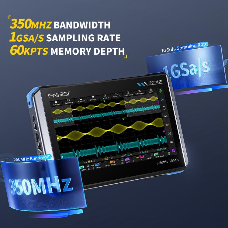 FNIRSI DPOS350P 4 in 1 7 inch IPS HD Touch Screen 350M Tablet Oscilloscope, DPOS350P(US Plug), DPOS350P(EU Plug)