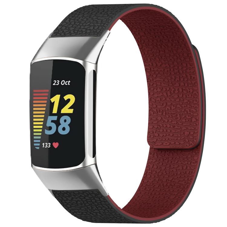 Watch Band – Silicone, Magnetic (Fitbit Charge 5) For Fitbit Charge 5 Charge 6 Black Red