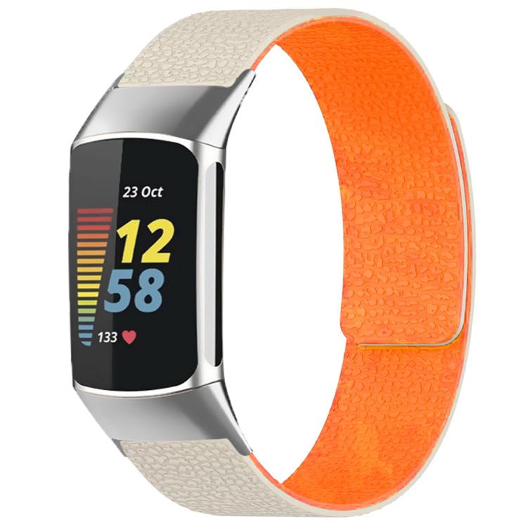 Watch Band – Silicone, Magnetic (Fitbit Charge 5) For Fitbit Charge 5 Charge 6 Starlight Orange