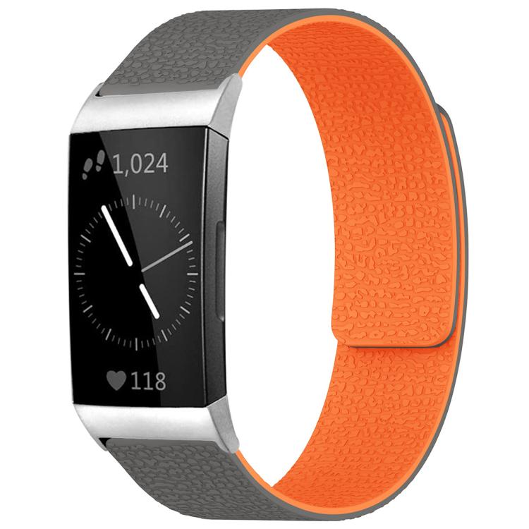 Watch Band – Silicone, Magnetic (Fitbit Inspire 2) For Fitbit Charge 4 Charge 3 Grey Orange