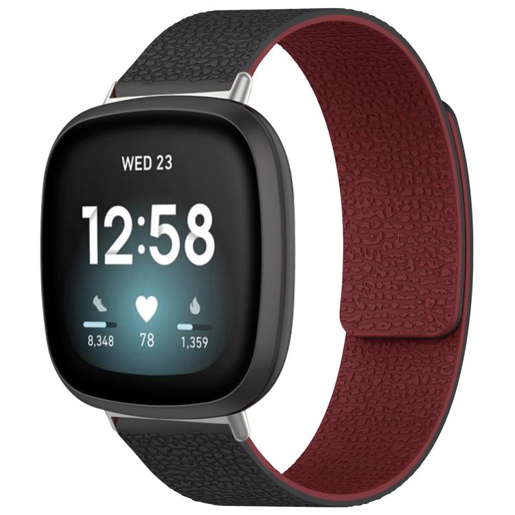 Watch Band – Silicone, Magnetic (Fitbit Charge 5) For Fitbit Versa 4 Versa3 Sense2 Sense Black Red