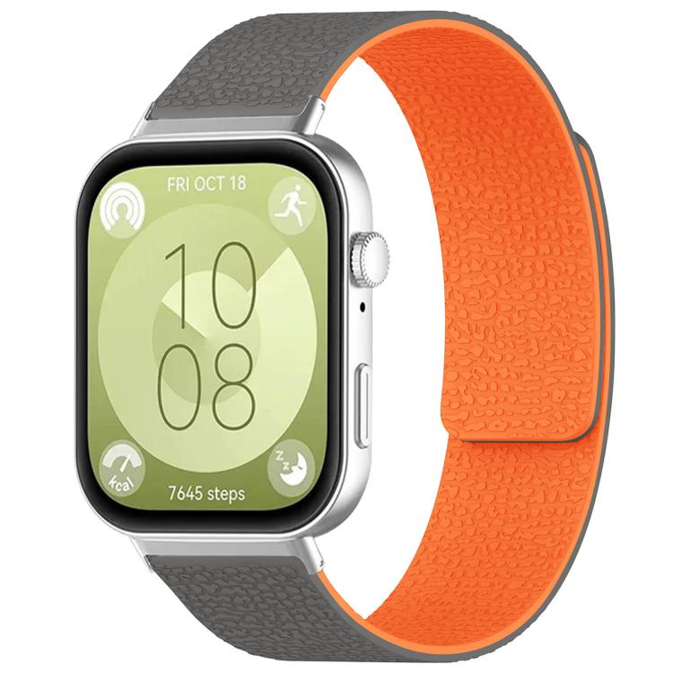 Watch Band – Silicone, Magnetic (Huawei Watch Fit4) For Huawei Watch Fit4 Fit4 Pro Fit3 Grey Orange