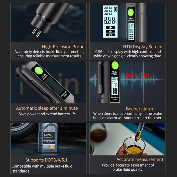 YM-C03 Digital Display Car Brake Fluid Tester Brake Fluid Water Content Tester, YM-C03 – Durable Build, Easy to Use