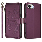 Butterfly Love Flower Multi-card Zipper Wallet Leather Phone Case, For iPhone 17e / 16e, For iPhone 17 Pro Max, For iPhone 17 Pro