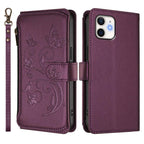 Butterfly Love Flower Multi-card Zipper Wallet Leather Phone Case – Wear-resistant, Card Slot, Leather, For iPhone 12 / 12 Pro, For iPhone 12 Pro Max, For iPhone 12 mini