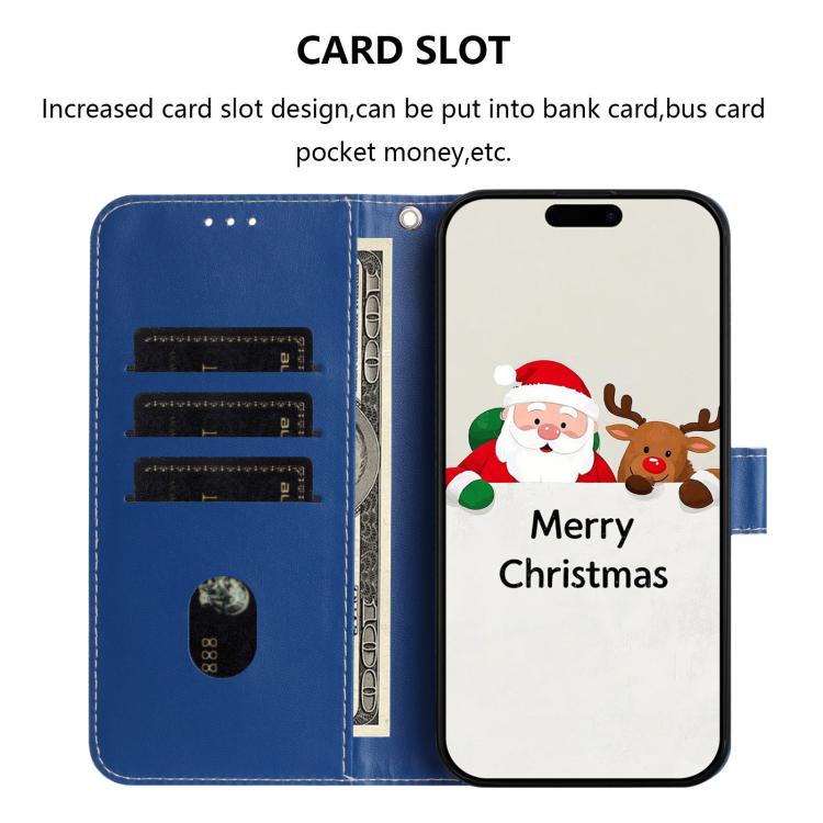 Christmas Series Buckle Leather Phone Case with Hand Strap, For iPhone 15, For iPhone 14 Plus, For iPhone 14 / 13, For iPhone 14 Pro