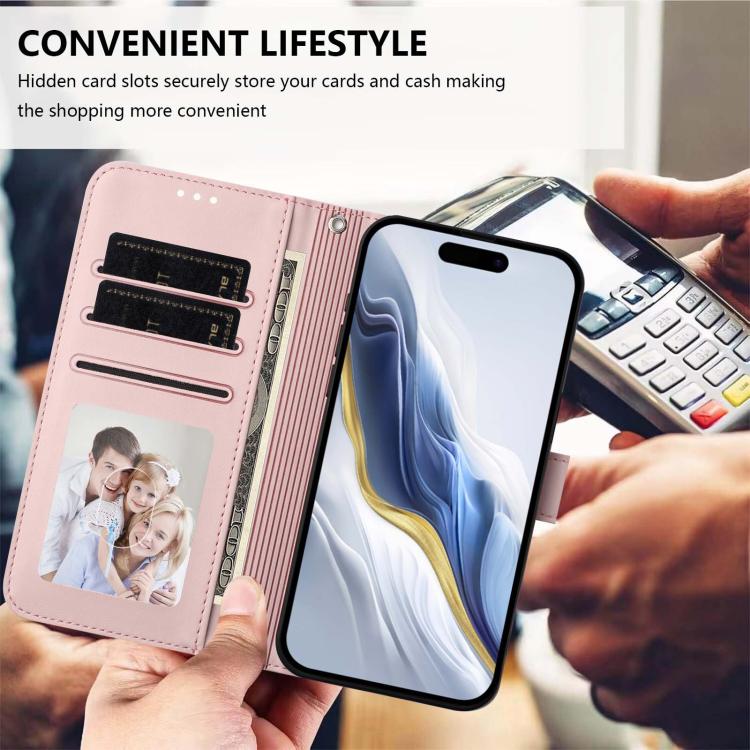 Embossed Heart Cat Leather Phone Case with Hand Strap, For iPhone Air, For iPhone 16 Pro Max