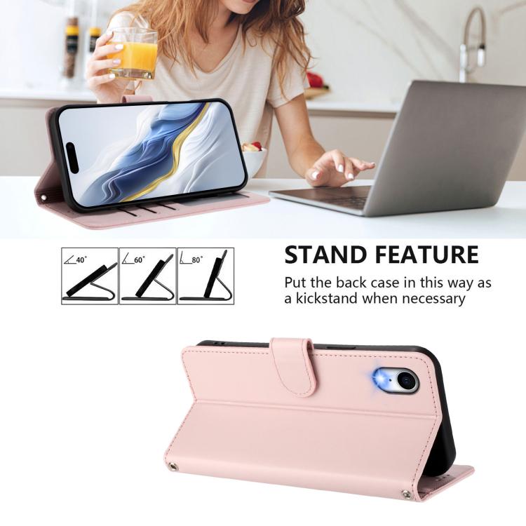 Embossed Heart Cat Leather Phone Case with Hand Strap, For iPhone XR, For iPhone XS Max