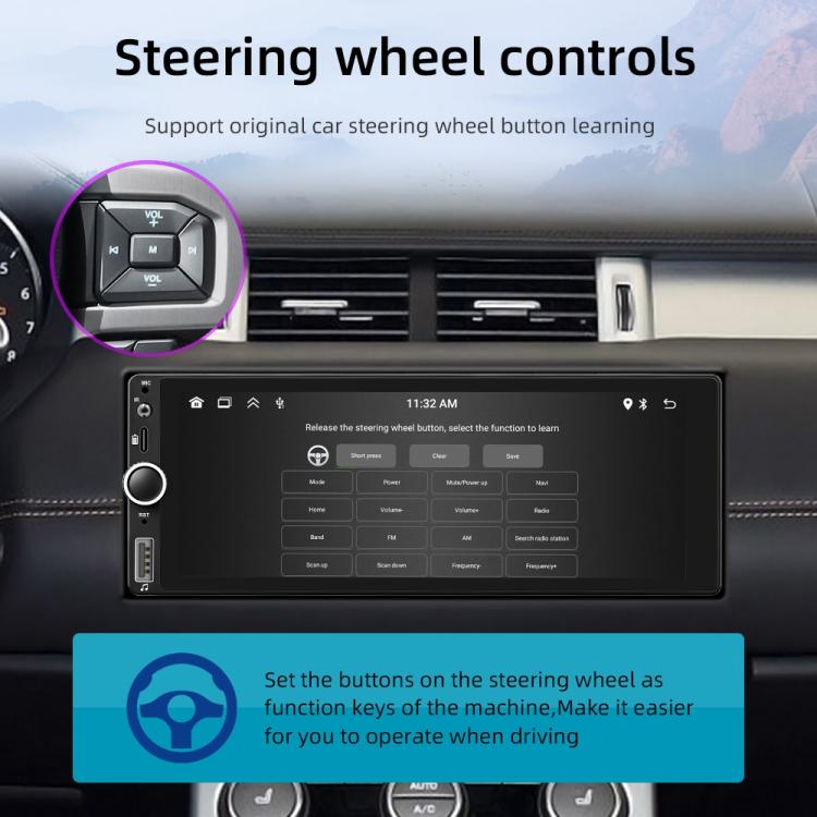 F6021 6.86 inch IPS Screen Car 1Din MP5 Player Support CarPlay & Android Auto, F6021 – Bluetooth, TPU