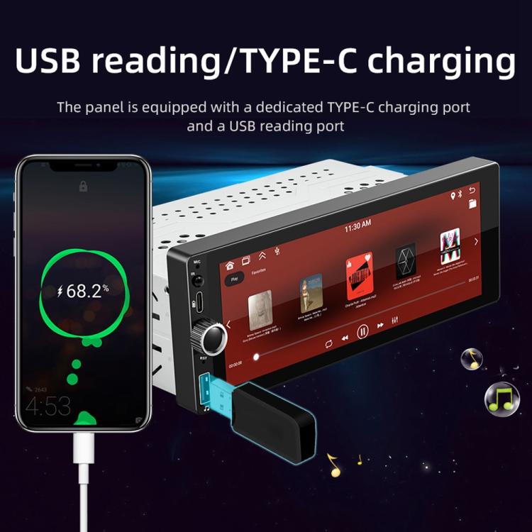 F6021 6.86 inch IPS Screen Car 1Din MP5 Player Support CarPlay & Android Auto, F6021 – Bluetooth, TPU